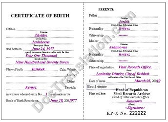 certified translation of Kyrgyz birth certificate from russian to english