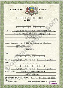 certified translation of birth certificate from latvian to english