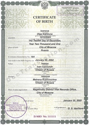 certified translation of birth certificate from russian to english
