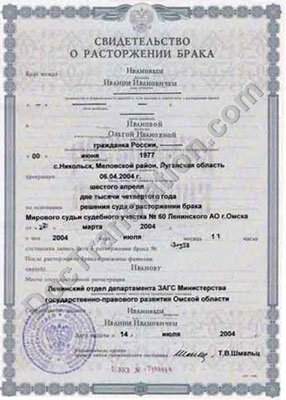 Russian certified translation of Divorce Certificate: $19.95, USCIS