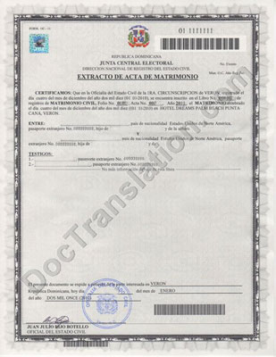 Certified translation of Spanish Birth Certificate USCIS accepted