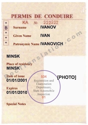 certified translation of russian driver license