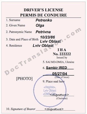 certified translation of ukrainian driver license