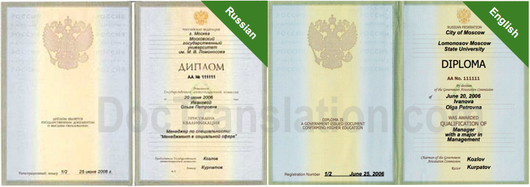 Certified  Russian  Translation Services for Diplomas and Transcripts in  Philadelphia, Pennsylvania