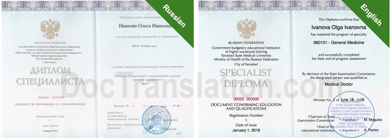 Certified Russian Translation Services for Diploma in Boston, Massachusetts