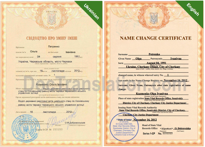 Certified  Russian /Ukrainian Translation Services for Vital Records Certificate in Virginia