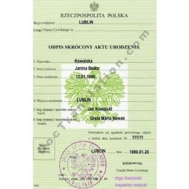 polish birth certificate marriage
