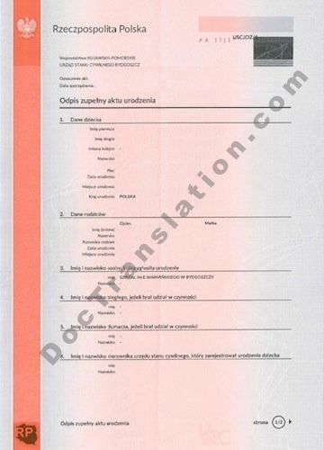Certified Polish Translation Services Birth Marriage Certificate For Uscis