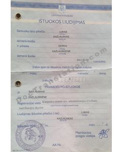 Divorce Certificate - Lithuania